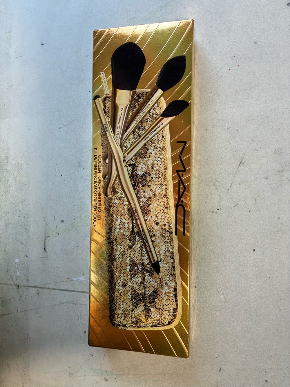 MAC Cosmetics Gold and Black Makeup Brush Set with Sequin Pouch - Picture 2 of 2